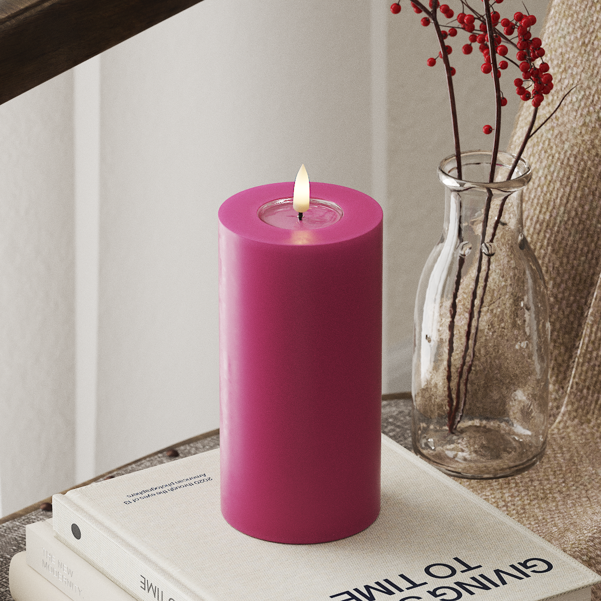 Deluxe Homeart LED Blokklys Ø 7,5 x 15 cm Magenta LED blokklys 4