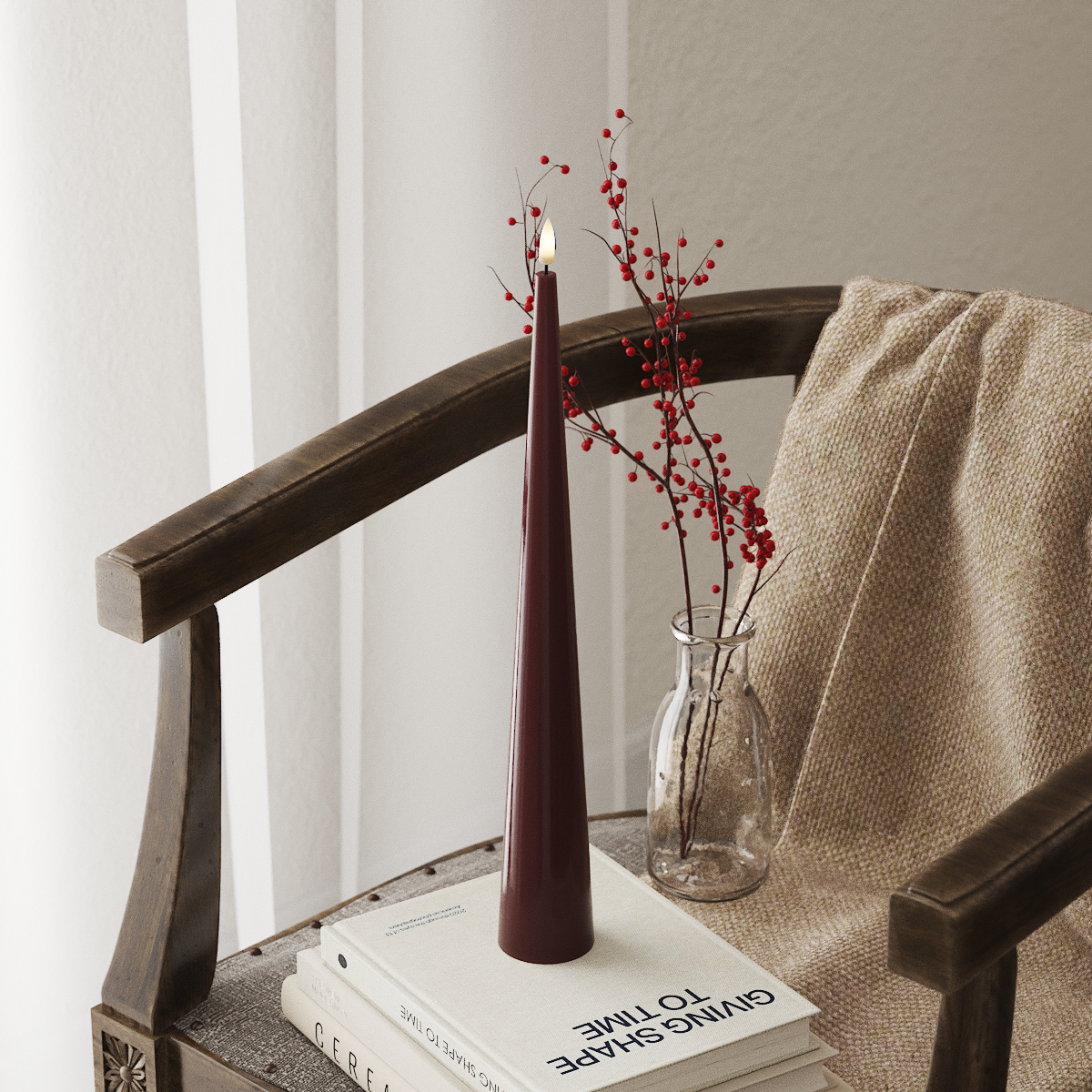 Deluxe Homeart Luz cônica D 5 x A 38 cm Bordeaux LEDs Vela cónica 4