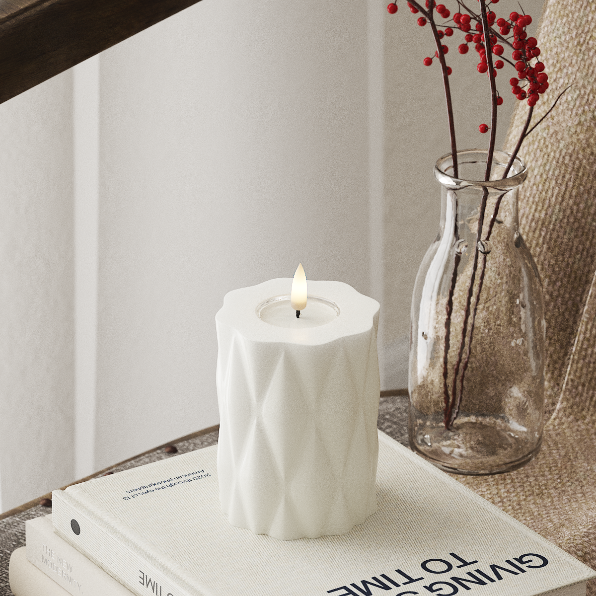 Deluxe Homeart Harlequin Φωτιστικό μπλοκ LED Ø 7,5 x 10 cm Λευκό LED Harlequin 4