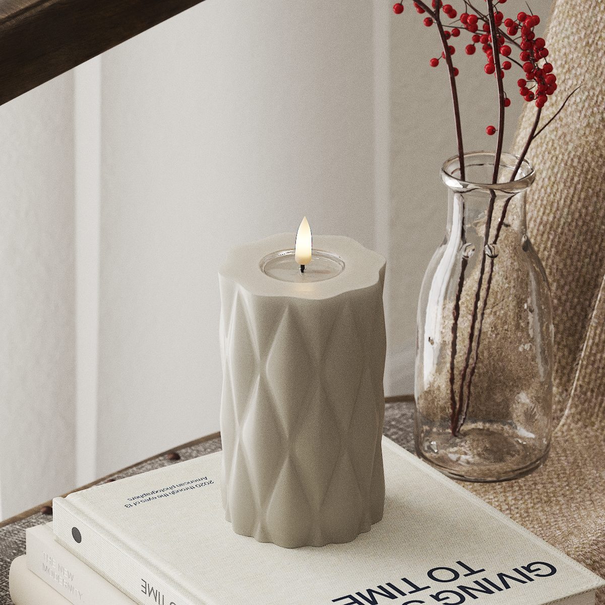 Deluxe Homeart Harlequin LED blokové světlo Ø 7,5 x 12,5 cm Písková LED diody Harlequin 4