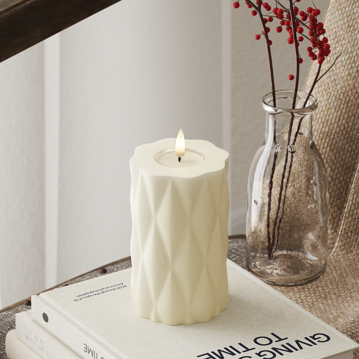 Deluxe Homeart Harlequin LED blokové světlo Ø 7,5 x 12,5 cm Krémová LED diody Harlequin 4