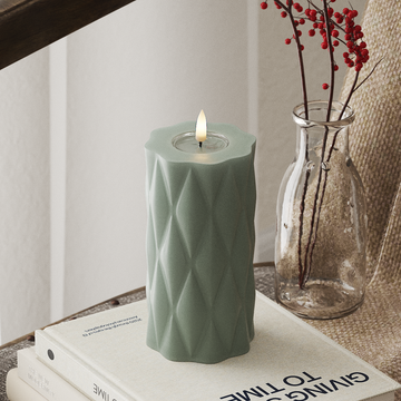 Deluxe Homeart Harlequin Φωτιστικό μπλοκ LED Ø 7,5 x 15 cm Φασκόμηλο πράσινο LED Harlequin 4