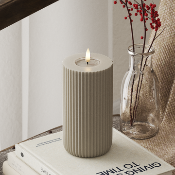 Deluxe Homeart Solid Stripe Φωτιστικό μπλοκ LED Ø 8 X 15 cm Άμμος Σχήμα LED 4