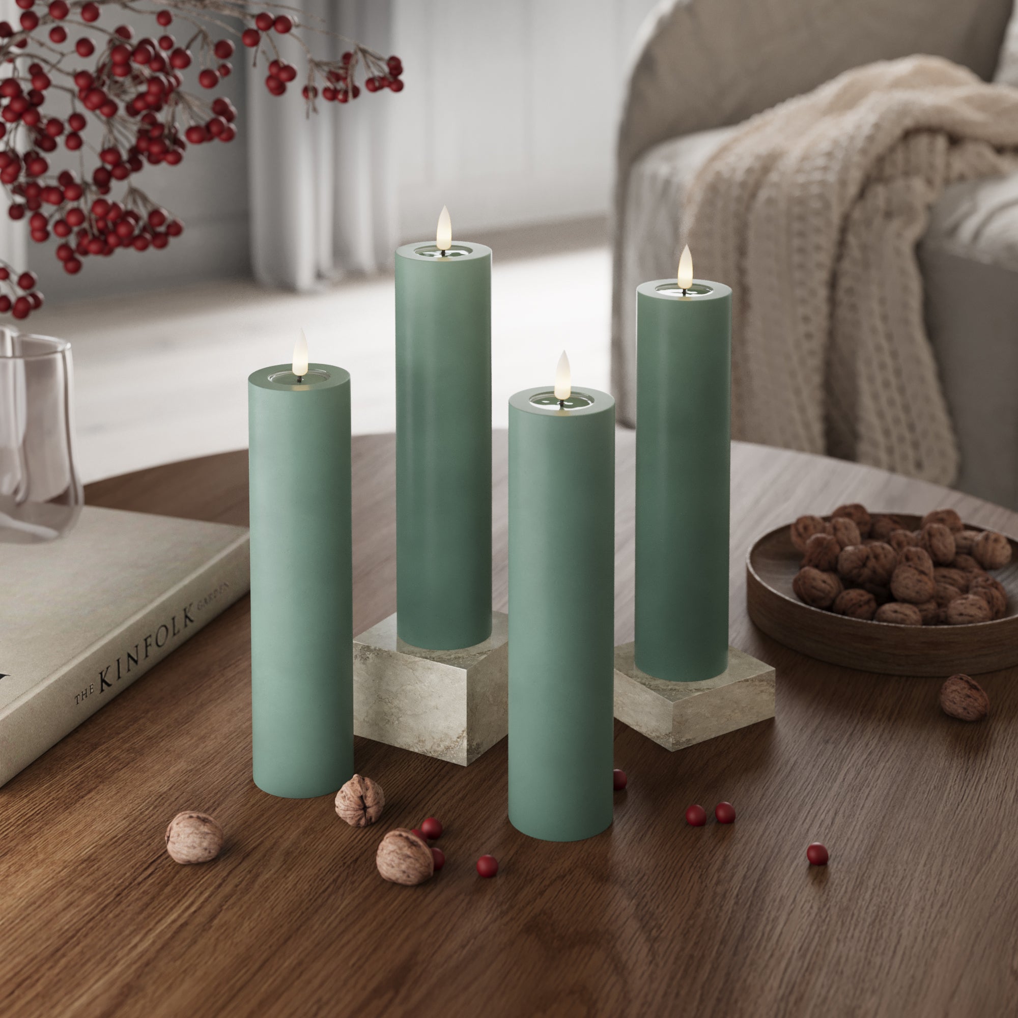 LED -plokktuled Ø 5 x 20 cm Jaaderoheline - 4 tk