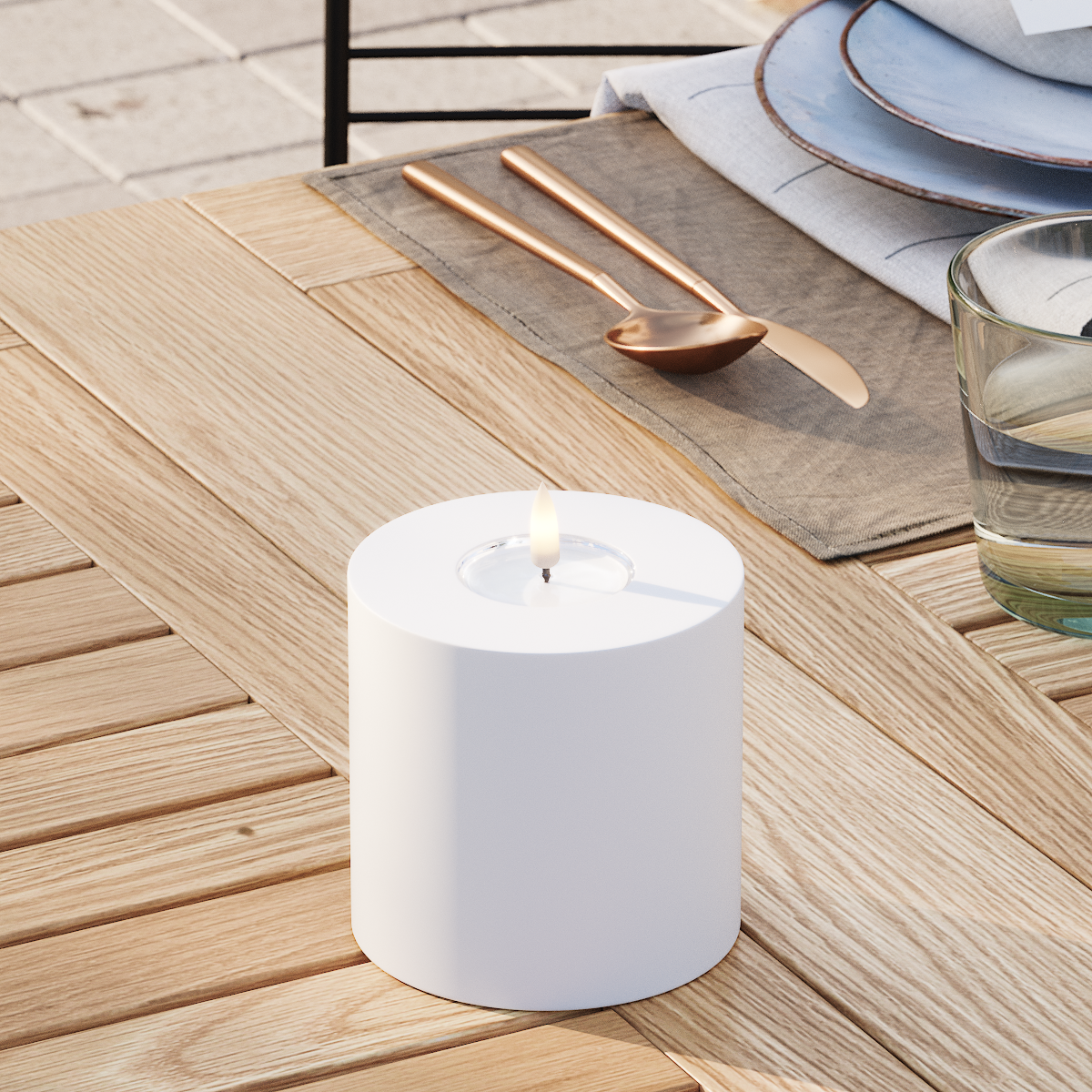 Deluxe Homeart Utomhus LED Blockljus Ø 10 x 10 cm Vit LED utomhusljus Blockljus 3