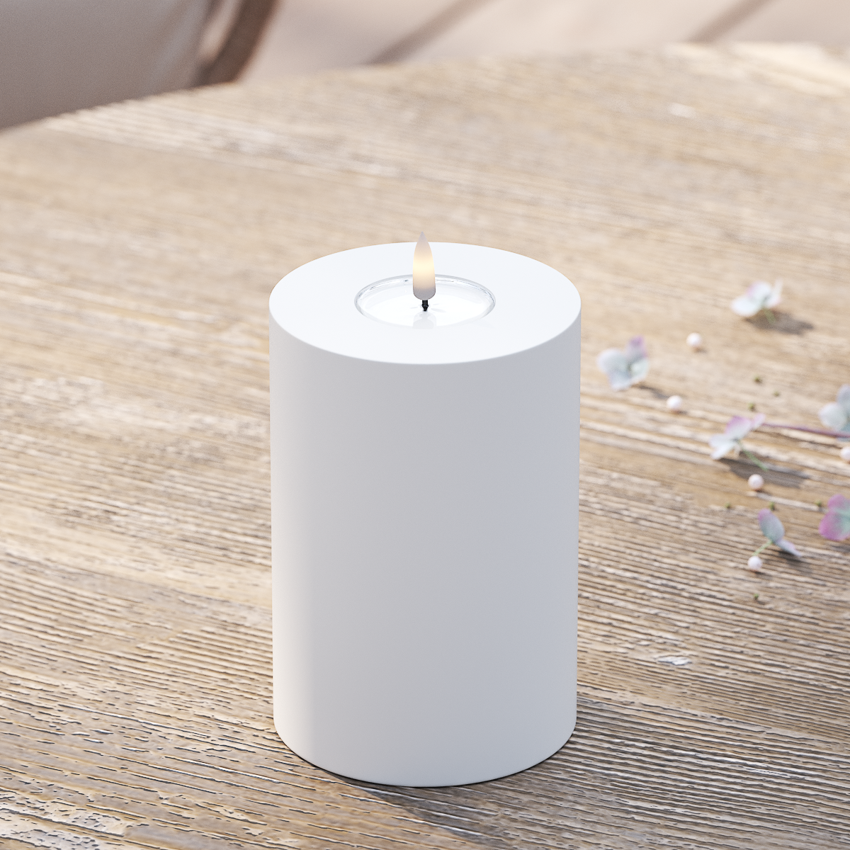 Deluxe Homeart Udendørs LED Bloklys Ø 10 x 15 cm Hvid LED udendørslys bloklys 2