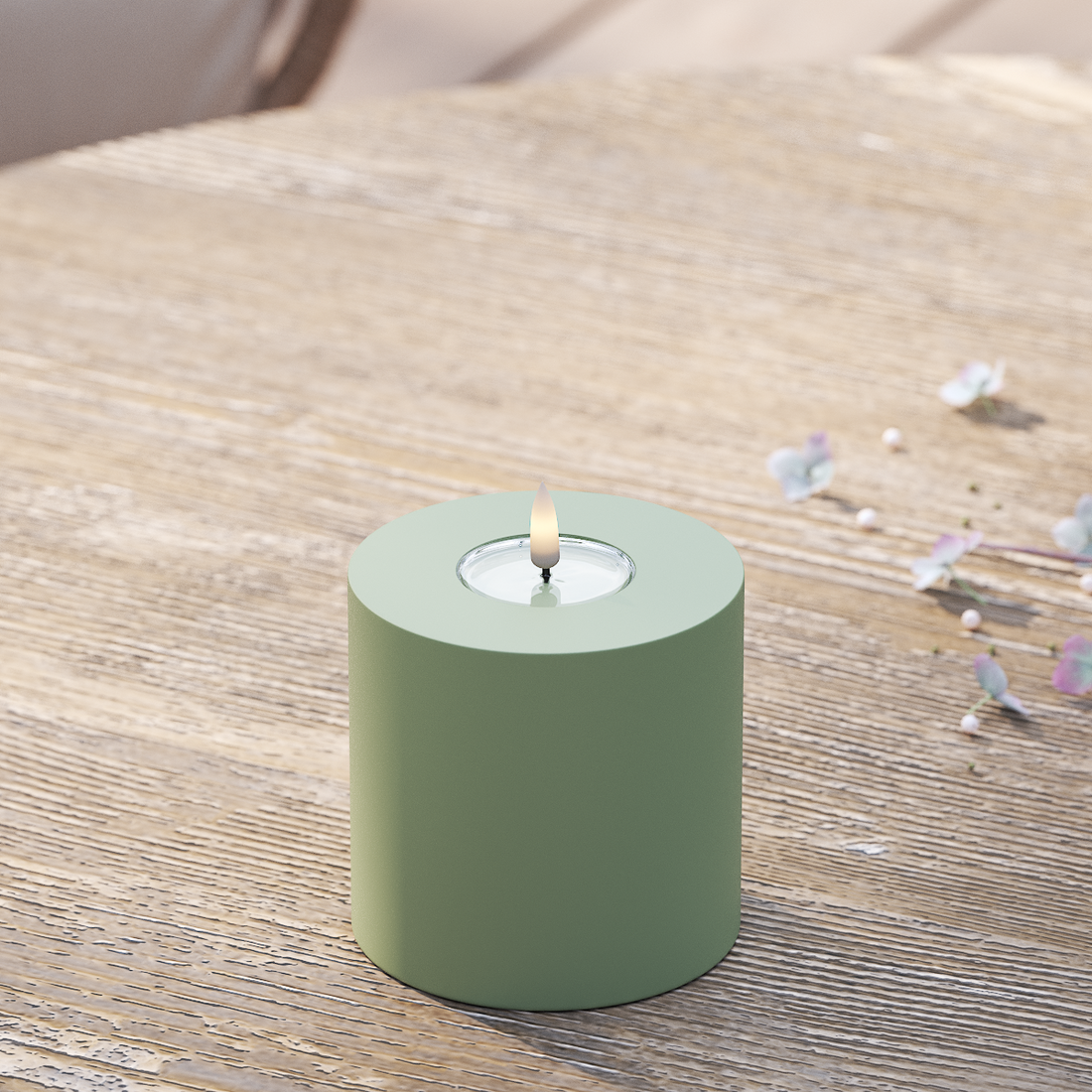 Deluxe Homeart Vonkajšie LED blokové svetlo Ø 10 x 10 cm Prašnozelená LED vonkajšie svetelné blokové svetlo 2