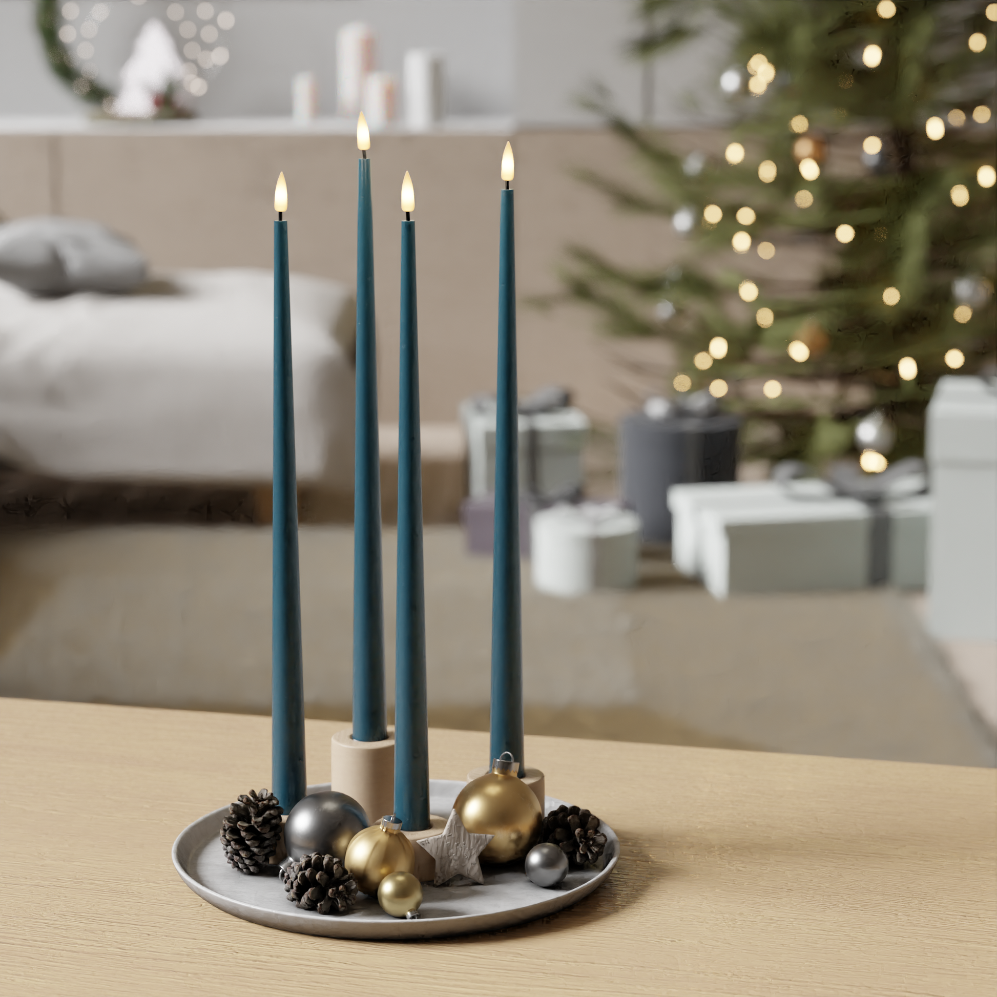 Deluxe Homeart LED-küünlavalguse pakett – Petrol - 38 cm 1