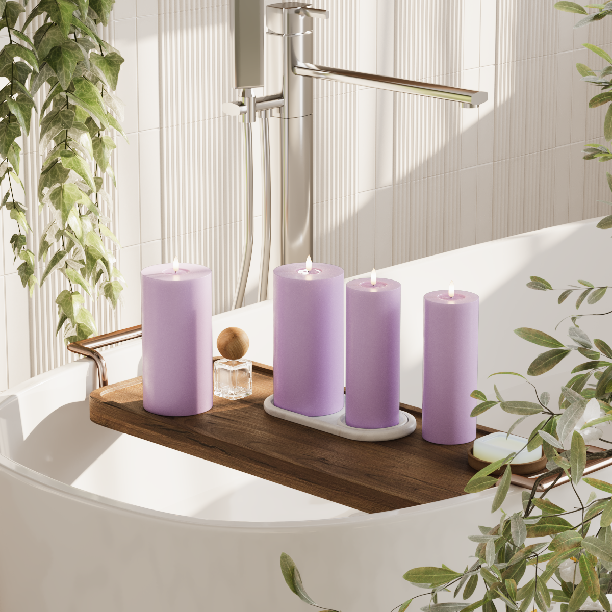 Deluxe Homeart Συσκευασία φωτός μπλοκ LED - Λεβάντα - 2x 7,5 x 20 | 2x 10 x 20 cm συσκευασία 2