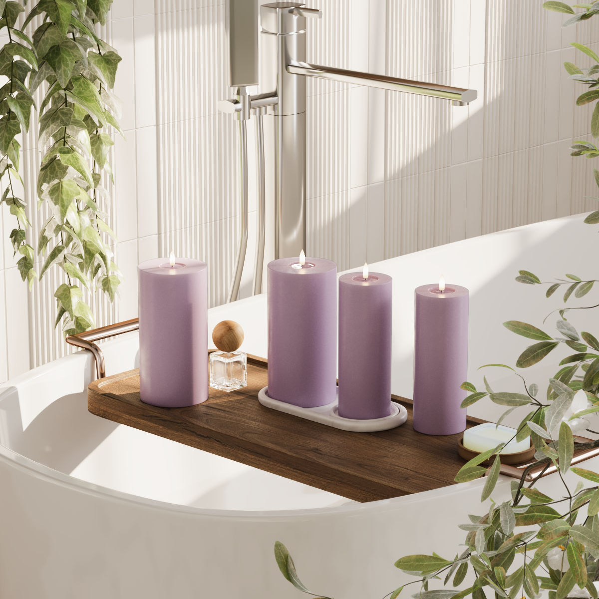 Deluxe Homeart Συσκευασία φωτός μπλοκ LED - Ανοιχτό μωβ - 2x 7,5 x 20 | 2x 10 x 20 cm συσκευασία 2