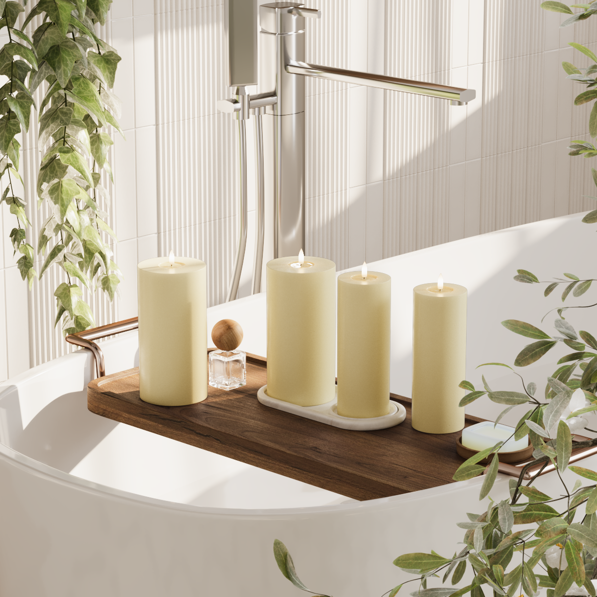 Deluxe Homeart Συσκευασία φωτός μπλοκ LED - Ανοιχτό κίτρινο - 2x 7,5 x 20 | 2x 10 x 20 cm συσκευασία 2