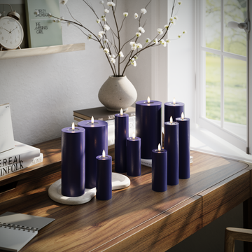 Deluxe Homeart LEDs Vela pilar pacote - Azul real -3 x 5 x 20 | 3 x 5 x 12,5 | 2 x 7,5 x 20 | 2x10x20 cm pacote 1
