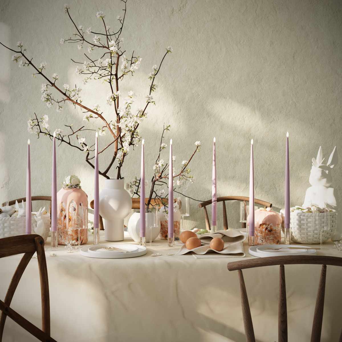 Deluxe Homeart Πακέτο LED Candle Light - Ανοιχτό μωβ - 8 τεμ. κεριά 38 cm συσκευασία 1