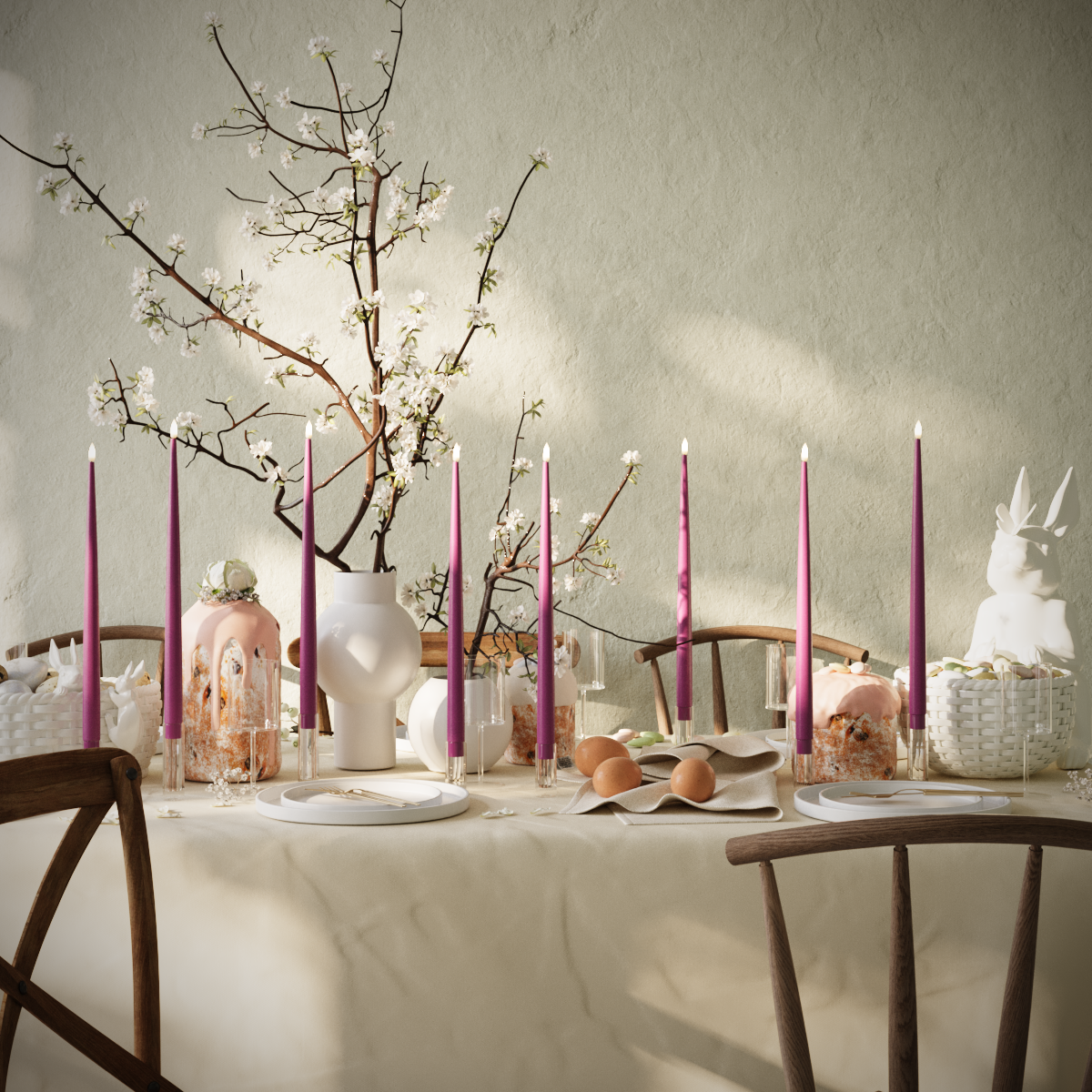 Deluxe Homeart Πακέτο LED Candle Light - Βιολετί - 8 τεμ. κεριά 38 cm συσκευασία 1