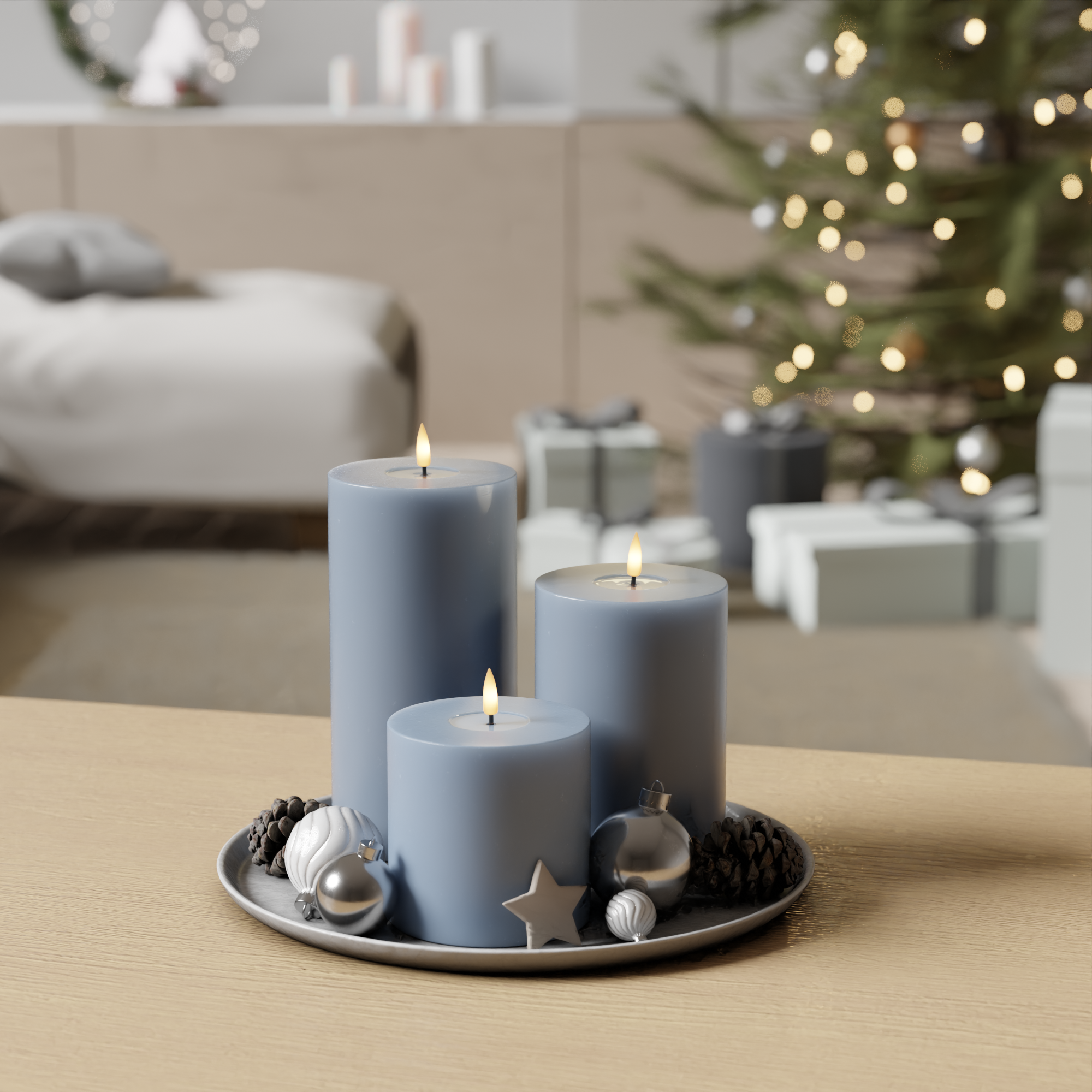 Deluxe Homeart Isblå Blockljus förpackning 10 x 10, 15, 20 1