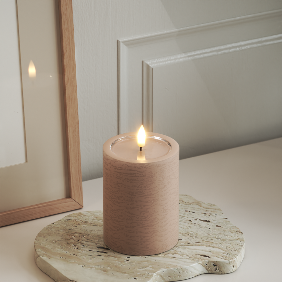 Deluxe Homeart Unique LED Bloklys D 7,5 x 10 cm Rose unique bloklys 3