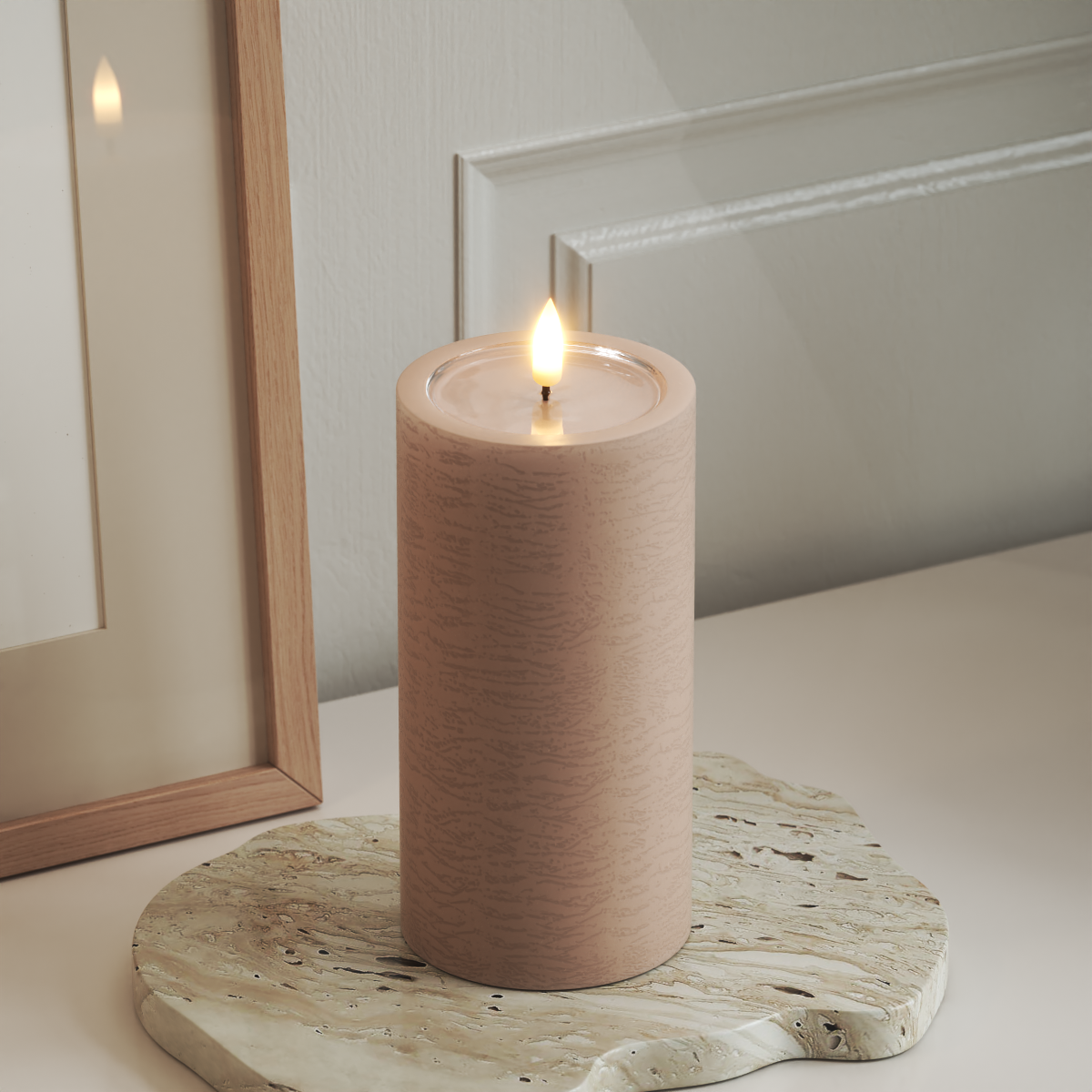 Deluxe Homeart Unique LEDs Vela pilar D 7,5 x 15 cm Rosa unique Vela pilar 3